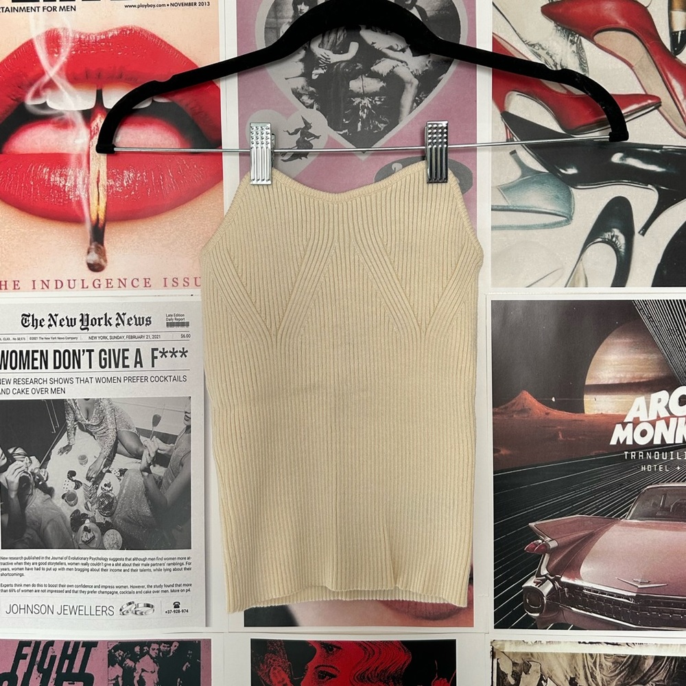 cream ribbed knit tube top